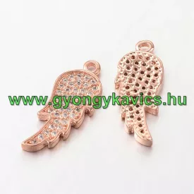   Rózsaarany Színű Fehér Cirkón Cirkónia Strasszos Angyalszárny Nyaklánc Karkötő Ékszer Dísz Medál 20x8mm