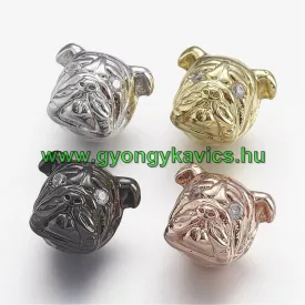   Rózsaarany Színű Fehér Cirkón Cirkónia Strasszos Kutya Bulldog Nyaklánc Karkötő Ékszer Dísz Közdarab Köztes 11,5x13,5mm