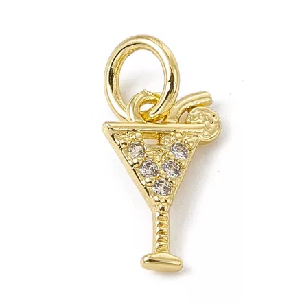 Arany Színű Cirkónia Strasszos Koktélos Pohár Medál 10,5x7mm