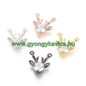   Arany Színű Cirkón Cirkónia Fehér Strassz Strasszos Rénszarvas Karácsonyi Medál 12,5x12mm