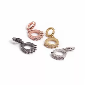 Rózsaarany Színű Fehér Cirkónia Strasszos Charm 20x10mm