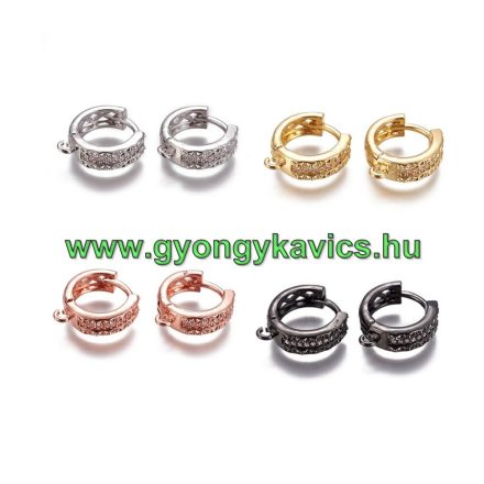 Ezüst (3) Színű Cirkón Cirkónia Strassz Fülbevaló 16x14,5x5mm