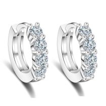   Ezüst Színű (4) Cirkón Cirkónia Strassz Fülbevaló 12,8x14,5x3mm