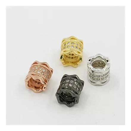 Rózsaarany Színű Fehér Cirkón Cirkónia Strasszos Korona Charm Nyaklánc Karkötő Ékszer Dísz Közdarab Köztes 8x7,5mm