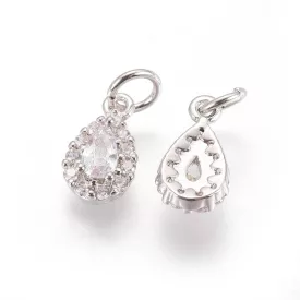   Ezüst Színű Fehér (5) Cirkón Cirkónia Strasszos Nyaklánc Karkötő Ékszer Dísz Medál 11x6mm