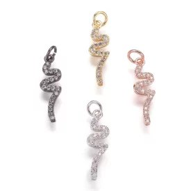   Rózsaarany Színű Cirkón Cirkónia Strassz Kígyó Medál 20,5x6mm