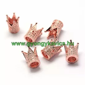   Rózsaarany Színű Korona Fehér Cirkón Cirkónia Strasszos Nyaklánc Karkötő Ékszer Dísz Közdarab Köztes 12x10mm