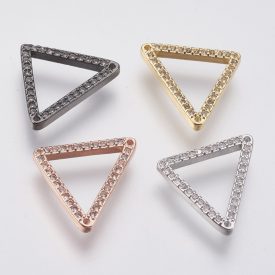   Fekete Színű Cirkon Cirkónia Háromszög Medál Karkötő Közdarab 13x16,5mm