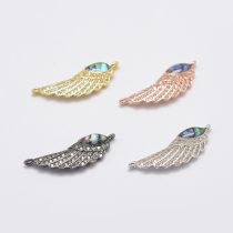   Arany Színű Cirkónia Strasszos Abalone Paua Kagyló Angyalszárny Karkötő Közdarab 10x25mm