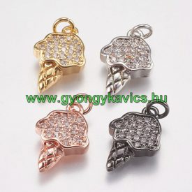   Fekete Színű Cirkón Cirkónia Strassz Fagyi Fagylalt Medál 14x10mm