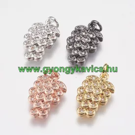   Rózsaarany Színű Cirkón Cirkónia Strasszos Szőlőfürt Medál 15x9mm
