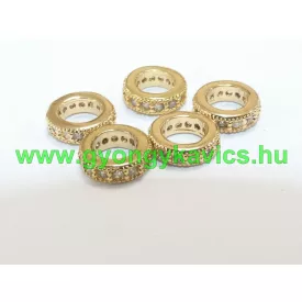   Arany Színű Fehér Cirkón Cirkónia Strasszos Nyaklánc Karkötő Ékszer Dísz Közdarab Köztes Charm 8x2,5mm