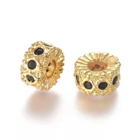   Arany Színű Fekete Cirkón Cirkónia Strasszos Nyaklánc Karkötő Ékszer Dísz Közdarab Köztes Charm 9,5x5mm