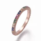 Rózsaarany Színű Színes Cirkon Cirkónia Gyűrű 21,5x1,9mm Újjméret: 17mm