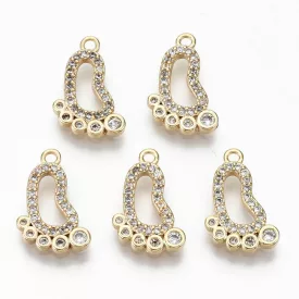   Arany Színű Fehér Cirkónia Strasszos Babatalp Medál 15x10mm