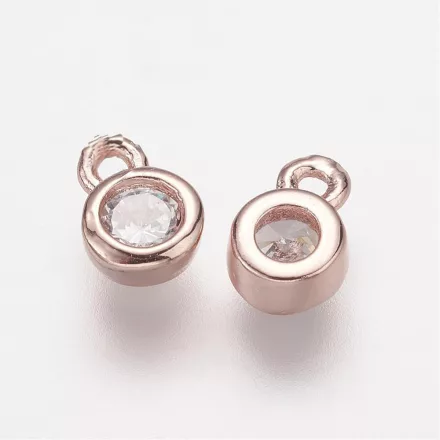 Rózsaarany Színű Cirkónia Strasszos Medál 6,5x4x2mm