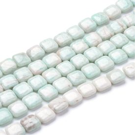   Afrikai Türkiz Amazonit Lapos Kocka Ásványgyöngy 12x12x6mm