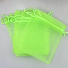   Almazöld Neonzöld Organza Tüll Díszzacskó Dísztasak 9x7cm