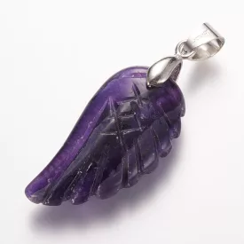 Ametiszt (2) Angyalszárny Ásvány Medál 29x15x6mm