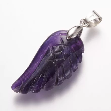 Ametiszt (2) Angyalszárny Ásvány Medál 29x15x6mm