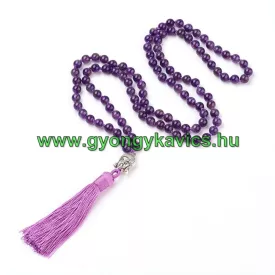   Ametiszt Buddha Budha Bojtos (15) Ásvány Nyaklánc 6mm ~106 db Gyöngy 78-84cm