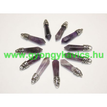 Ametiszt Obeliszk Ásvány Medál 33-40x8-9mm