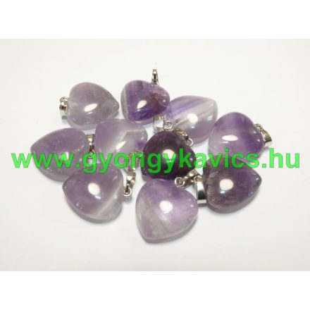 Ametiszt Szív Ásvány Medál 23x20x9mm