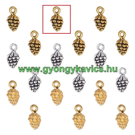 Antik Arany Színű Fenyő Toboz Medál 7,5x7,2mm