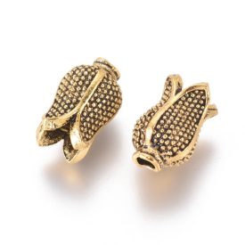   Antik Arany (1) Színű Tulipán Virág Nyaklánc Karkötő Ékszer Dísz Közdarab Köztes 11x6mm