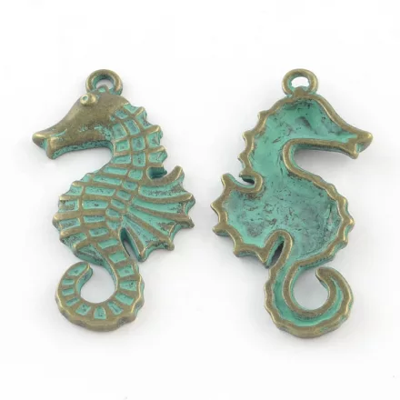 Antikolt Bronz Színű Tengeri Csikó Csikóhal Medál 38x20mm
