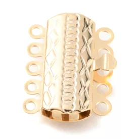   Arany Színű Nemesacél 5 Soros Karkötő Ékszer Kapocs Közdarab 19,5x14x3mm