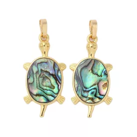  Arany Színű Abalone Paua Teknősbéka Szív Medál 31,5x16mm