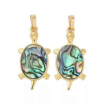 Arany Színű Abalone Paua Teknősbéka Szív Medál 31,5x16mm