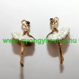   Arany Színű Balerina Bézs Tűzzománc Szoknyában Medál 28x14mm