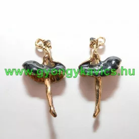   Arany Színű Balerina Grafit Tűzzománc Szoknyában Medál 28x14mm