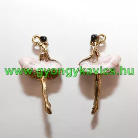   Arany Színű Balerina Rózsaszín Tűzzománc Szoknyában Medál 28x14mm