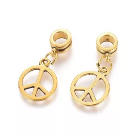   Arany Színű Békejel Peace Charm Nyaklánc Karkötő Ékszer Dísz Köztes 30x14mm