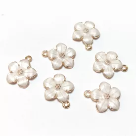 Arany Színű Bézs Tűzzománc Virág Medál 16,5x14,5mm