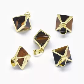 Arany Bicone Tigrisszem Ásvány Medál 19x19mm