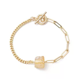   Arany Színű Charm Kvarc Ásvány (K105) Karkötő Hossz: 19,4cm