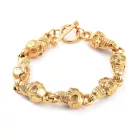 Arany Színű Nemesacél Charm Koponya (K106) Karkötő Hossz: 24,3cm