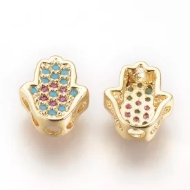 Arany Színű Cirkón Strassz Hamsa Kéz Köztes 9x8x4mm