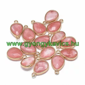 Arany Fazettált Cseresznye Kvarc Ásvány Medál 24x15x6mm