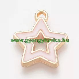   Arany Színű Pink Rózsaszín Tűzzománc Csillag Medál 16x14mm