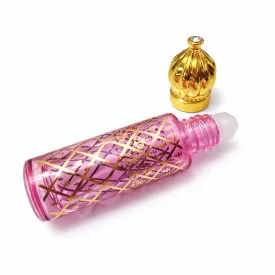   Arany "Dubai" Arab Rózsaszín Mintás (10) Golyós Roll-On Parfüm Illóolaj Üvegcse 79x20mm 6ml 