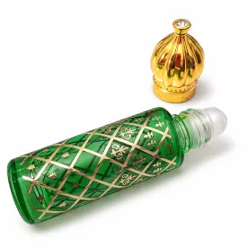   Arany "Dubai" Arab Zöld Mintás (9) Golyós Roll-On Parfüm Illóolaj Üvegcse 79x20mm 6ml 