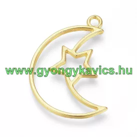   Arany Színű Hold Csillag Medál Epoxy Műgyanta Öntéshez 36x24mm