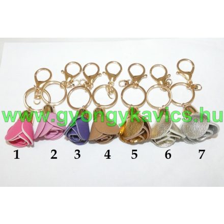 Arany-Ezüst (6) Színű Műbőr Virág Bojt Táskadísz Kulcstartó Fityegő 4+7cm