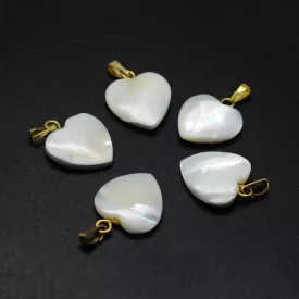 Arany Fehér Kagyló Szív Medál 17-17,5x14,5x3,5mm