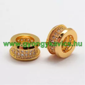   Arany Színű Fehér Cirkón Cirkónia Strasszos Nyaklánc Karkötő Ékszer Dísz Közdarab Köztes Charm 10mm